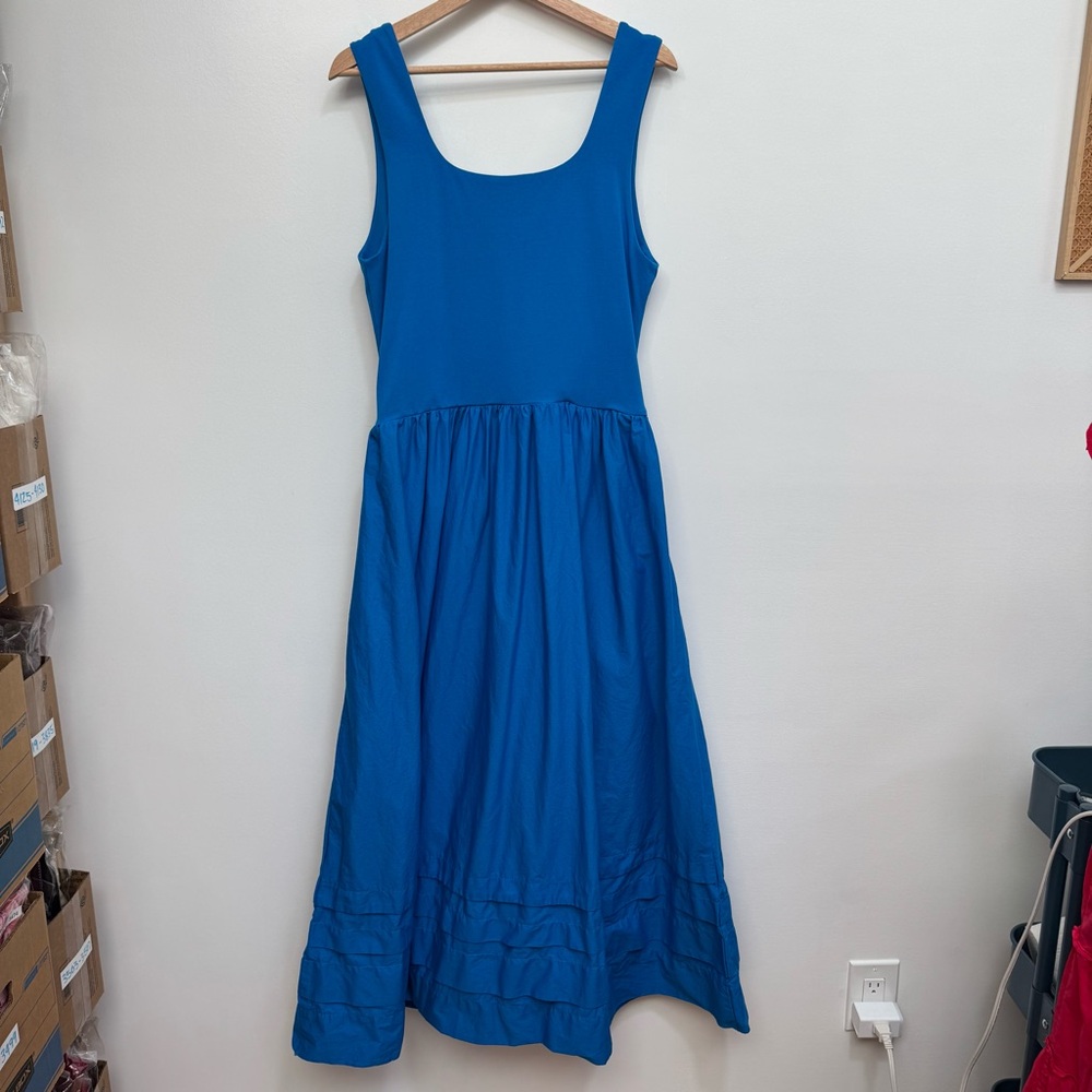 J. Crew Drop Waist Mixy Maxi Dress Women Large Tall Cotton Poplin Preppy Party - Picture 6 of 13